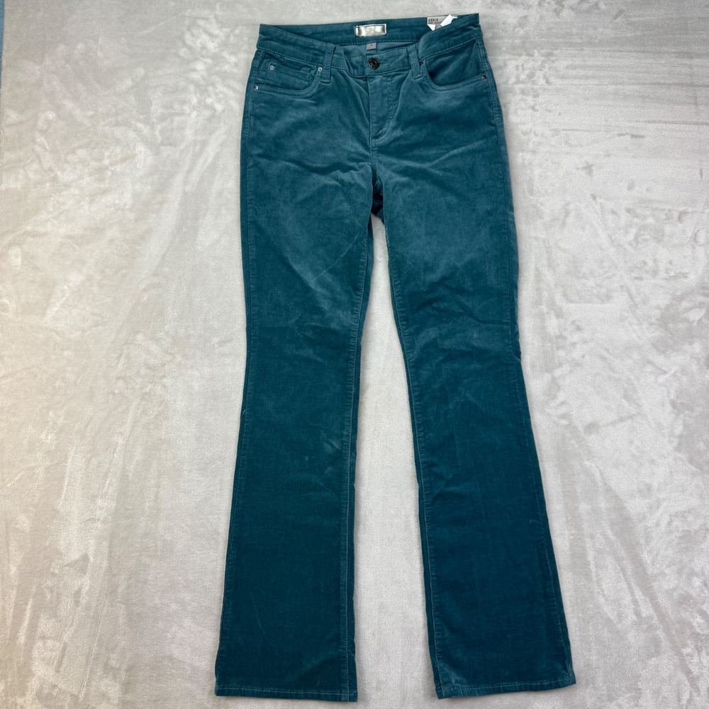 Kut from the Kloth Karen Women 4 Green BabyBootcut Corduroy Boho Casual Pants